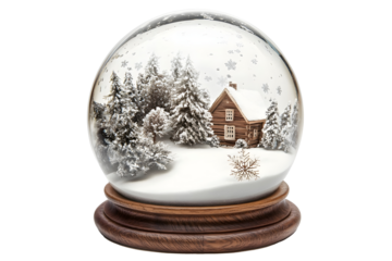 Snow globe with snowflakes isolated