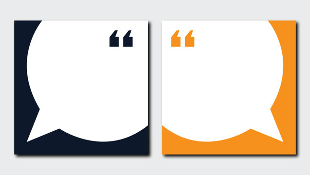 Two White Speech Bubble Quote Boxes with Dark Blue and Orange Backgrounds