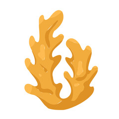 Obraz premium Cute kids style yellow coral piece isolated underwater element vector illustration