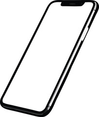 Obraz premium Black smartphone outline with blank screen on white background for mockup or template use in design and advertising