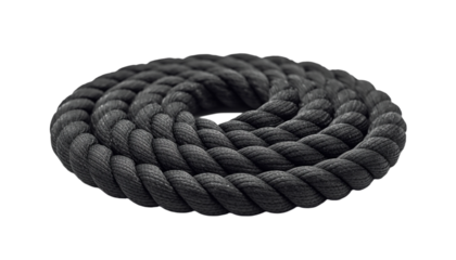 Gym, Training A coiled gray rope on a transparent background