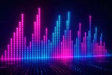 Dynamic sound wave visuals digital graphic design neon environment view sound concept