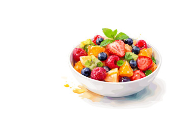 Colorful fresh fruit salad with strawberries, oranges, and blueberries
