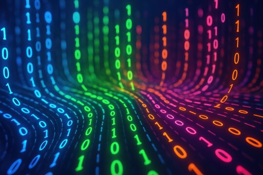 Exploring digital data patterns virtual space abstract graphics cyber environment dynamic visuals - Powered by Adobe