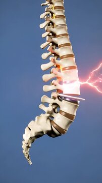 3D render of spinal disc herniation pressing on a nerve