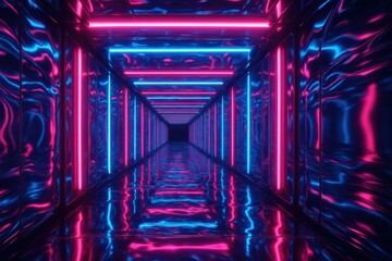Dynamic neon corridor experience futuristic space digital vibrant environment unique perspective