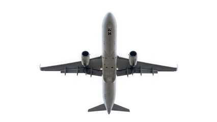 Top view of commercial airplane isolated on transparent background