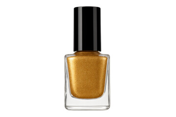 Gold glitter nail polish bottle on transparent background