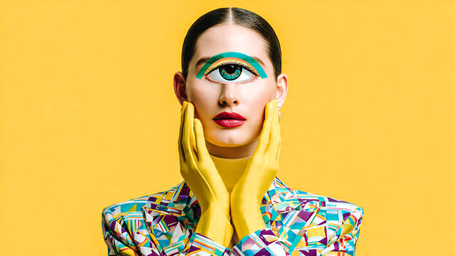 Femme avec un seuil oeil