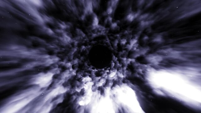 Abstract hyperspace wormhole tunnel with white grey nebula energy flow