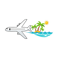 Going holiday trip by plane vector illustration