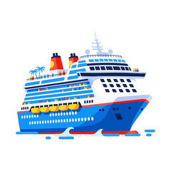 Cruise ship flat design illustration