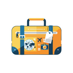 Yellow bag for traveling flat design illustration
