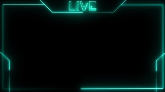 live streaming neon text frame animation box frame neon frame live streaming game live Stream overlay animation for live streaming video Titles futuristic hud frame with facecam 4k