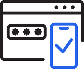 Two-factor authentication with password field and mobile phone verification.