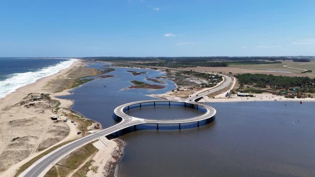 aerial view of the lake and the Laguna Garzon in Uruguay