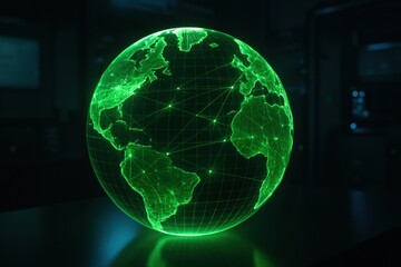 Global connectivity through digital networks visualization of earth graphic dark environment futuristic concept