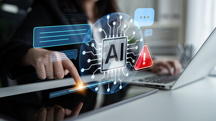 AI interface showing prompt error warning and system alert. AI prompt failure can lead to incorrect output or hallucination. Managing AI prompt error is crucial in safe AI deployment. Spline