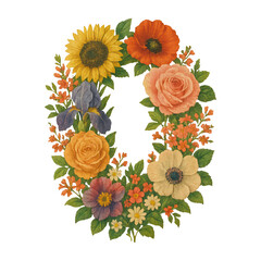 Fototapeta premium PNG Vibrant floral wreath illustration