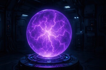 Electric energy sphere display science lab digital futuristic environment view energy concept