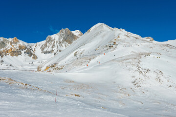 Obraz premium Aussois Ski Resort France Winter Aerial