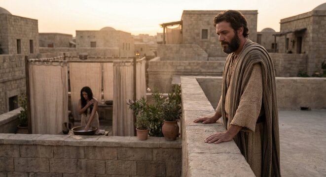 David looks over the city as he reflects on his sin and seeks repentance in ancient times