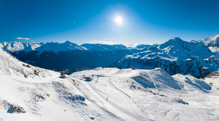 Fototapeta premium Aussois Ski Resort France Winter Aerial
