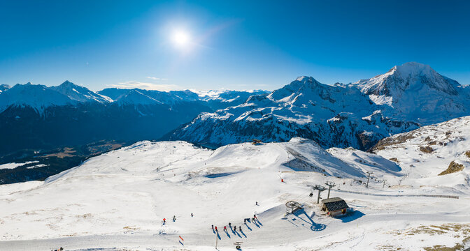 Aussois Ski Resort France Winter Aerial