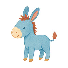 Obraz premium PNG Cute blue donkey illustration