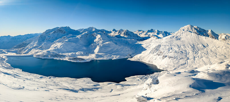 Val Cenis Ski Resort France Winter Aerial, France