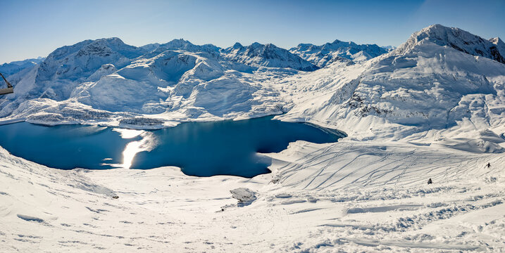 Val Cenis Ski Resort France Winter Aerial, France