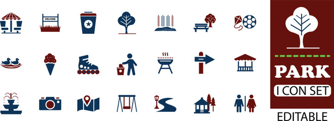 Fototapeta premium park icon set - solid icon collection vector illustration design . 