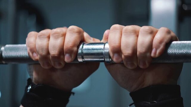 Close-up of hands gripping pull-up bar &mdash; discipline and effort concept
