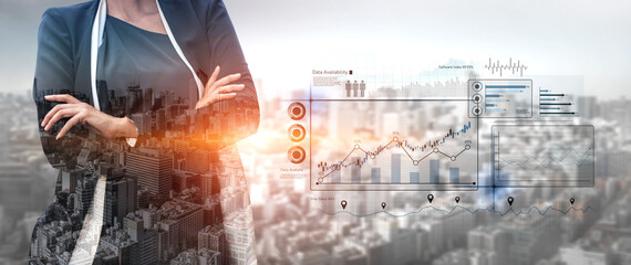 High-tech data visualization dashboard for analytics and performance tracking, including data visualization, trend, data report, and data chart. Vouch