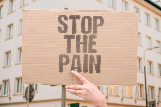 "Stop The Pain" End suffering through clear decisions. SUFFERING. END. DECISIONS. CLEAR. PAIN.