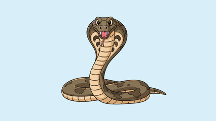 Fototapeta premium Vector Illustration of Cartoon King Cobra Snake Coloring Book Page for Kids