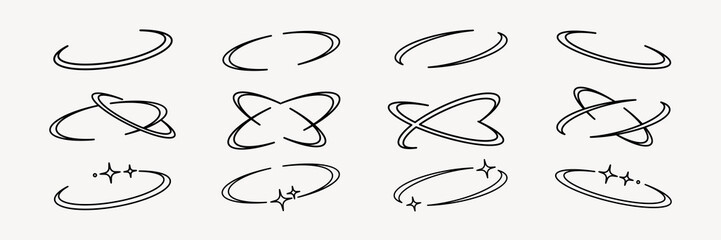 Fototapeta na wymiar Star orbit set vector. Y2k star sparkle outline icon. Space cosmos galaxy star icons. Star sparkle outline icon. Y2K star symbol. Star sparkle outline in Y2K style icons. Star vector ser. Sparkle Y2K