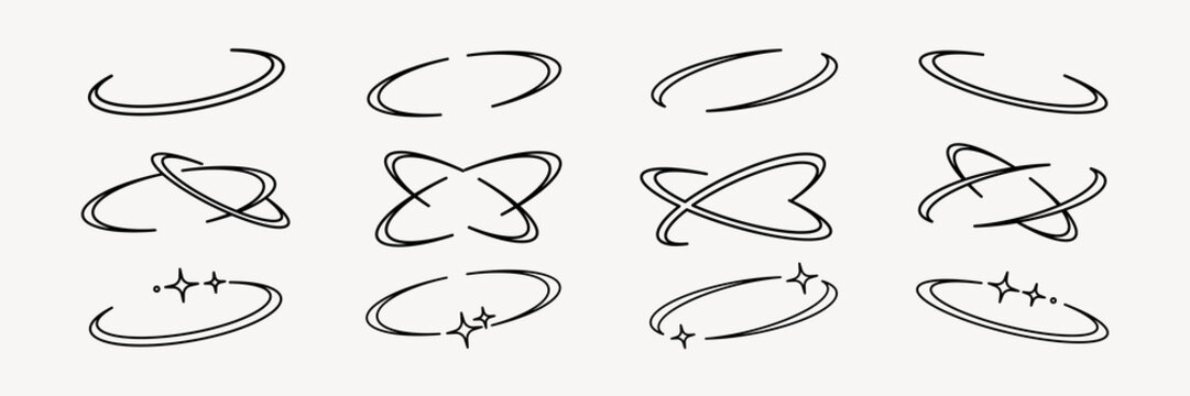 Star orbit set vector. Y2k star sparkle outline icon. Space cosmos galaxy star icons. Star sparkle outline icon. Y2K star symbol. Star sparkle outline in Y2K style icons. Star vector ser. Sparkle Y2K