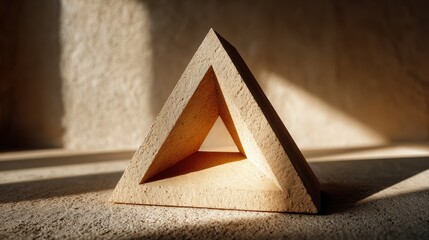 Empty folded flag with triangle shape and negative space