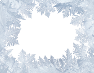 Ice crystals frame a void