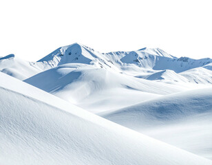 Snowy mountain peaks and rolling hills under a blue sky