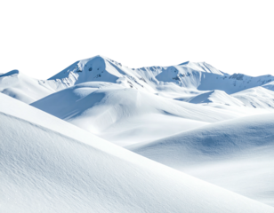 Snowy mountain peaks and rolling hills under a blue sky