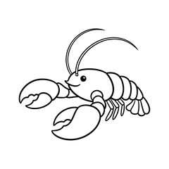 Lobster Marine Life Icon &ndash; Minimalist Black Line Art Vector Illustration Representing Seafood, Ocean Crustacean, Underwater Wildlife, Coastal Gastronomy, and Gourmet Restaurant Menu Graphic Design