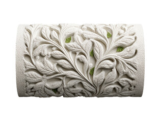 Floral relief carving on a cylindrical stone