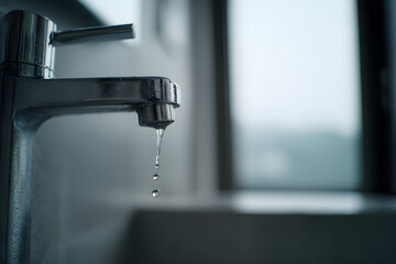 Modern Faucet with Water Drops