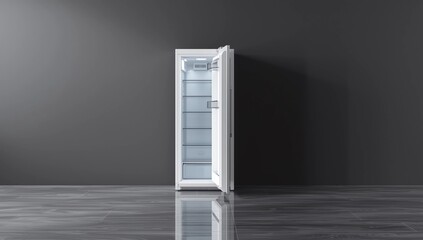 Open Modern side by side Stainless Steel Refrigerator. Fridge Freezer. 3d rendering