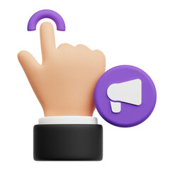 Obraz premium Ads Hand Tap 3D Icon Isolated On The Transparent Background