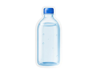 Puffy sticker style 3D illustration, a bottle of water on a white background