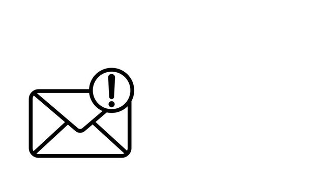 Email Outline Animation, Looping Animated Clip video Flat Cartoon Icon. 4K Video Transparent Alpha Channel. Editable Animated Icon Transparent Background.