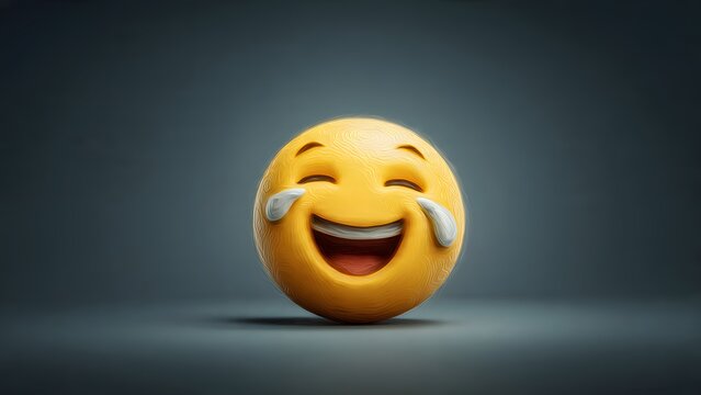 Laughing Emoji Icon - Simple, modern digital illustration of a happy emoji with smooth gradients. Generative ai - Powered by Adobe